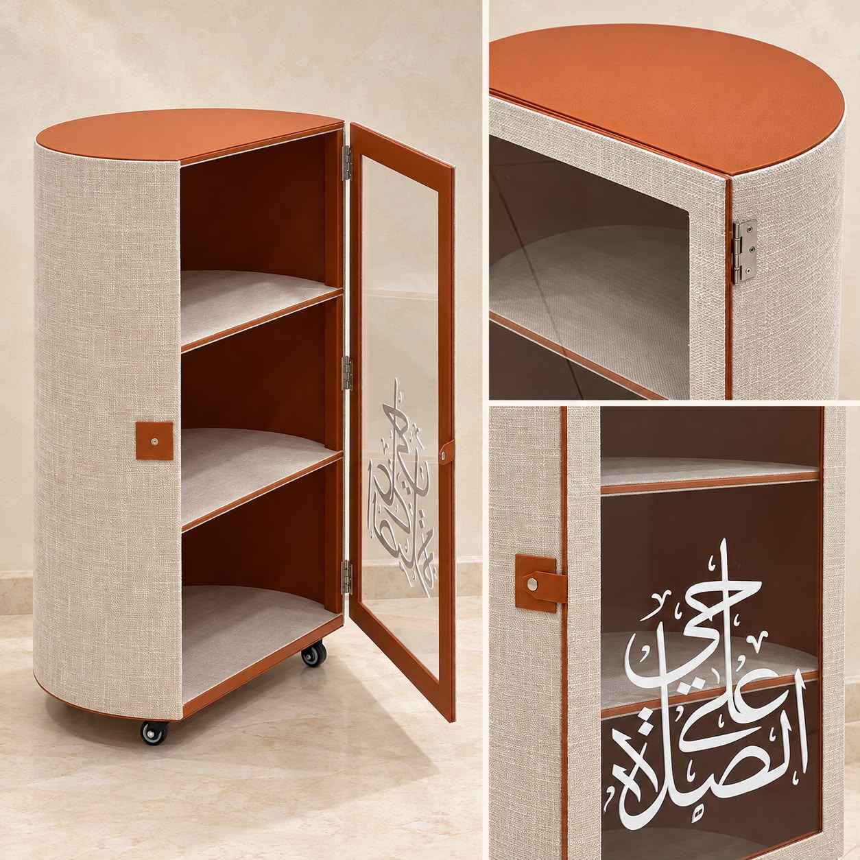 Luxury Semi-Circular Prayer Mat Storage Cabinet
