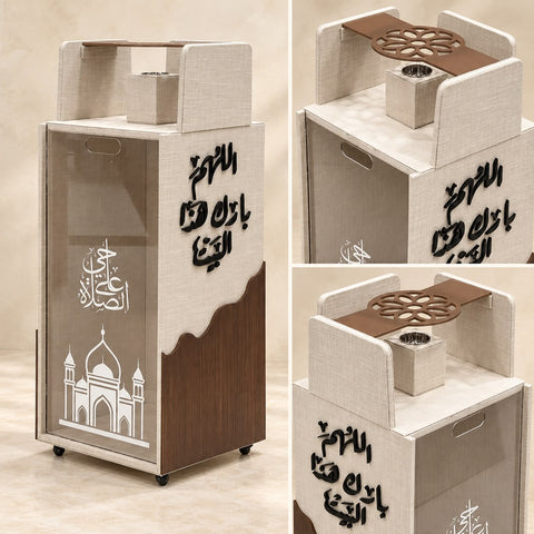 Prayer Mat Storage Cart with Charcoal Incense Burner